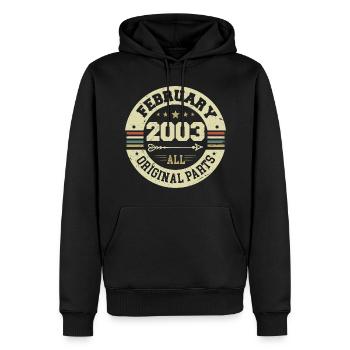 Février 2003 Vintage Cadeau d’anniversaire 2003 - Sweat à capuche Premium bio Homme - noir - Devant - Nico (187cm)