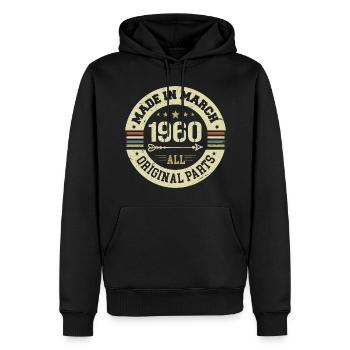 Légendaire depuis mars 1960 - Sweat à capuche Premium bio Homme - noir - Devant - Nico (187cm)