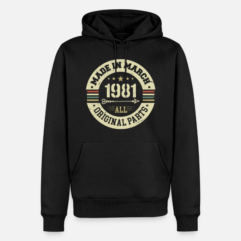 Légendaire depuis mars 1981 - Sweat à capuche Premium bio Homme - noir