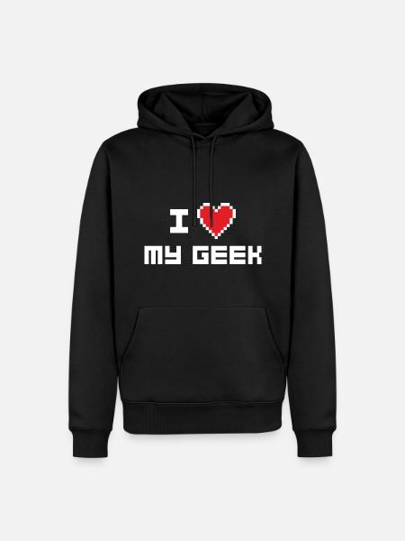 J’aime mon geek - Sweat à capuche Premium bio Homme - noir