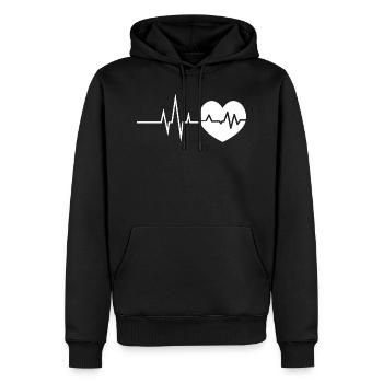 Herzschlag - Heartbeat / Heart - Love - Männer Premium Bio Hoodie - Schwarz - Vorne - Nico (187cm)