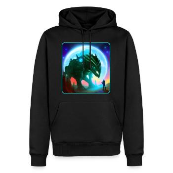 Astronaute et machine extraterrestre - Sweat à capuche Premium bio Homme - noir - Devant - Nico (187cm)
