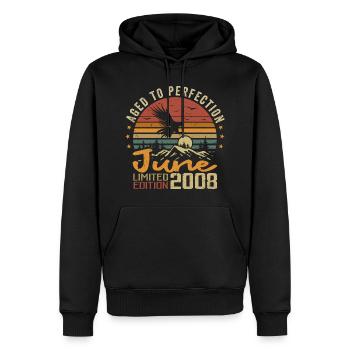 Vintage Juin 2008 Juin 2008 né en Juin 2008 Rétro - Sweat à capuche Premium bio Homme - noir - Devant - Nico (187cm)