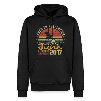 Vintage Juin 2017 Juin 2017 né en Juin 2017 Rétro - Sweat à capuche Premium bio Homme - noir - Devant - Nico (187cm)