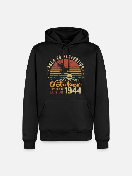 Vintage October 1944 - October 1944 Retro Gift - Men’s Premium Organic Hoodie - black