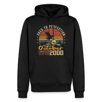 Vintage October 2000 - October 2000 Retro Gift - Men’s Premium Organic Hoodie - black - Front - Nico (187cm)