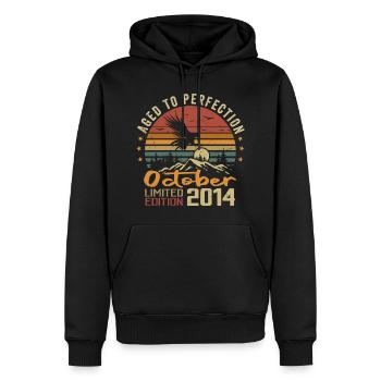 Vintage Octobre 2014 - Cadeau Rétro Octobre 2014 - Sweat à capuche Premium bio Homme - noir - Devant - Nico (187cm)