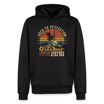 Vintage October 2010 - October 2010 Retro Gift - Men’s Premium Organic Hoodie - black - Front - Nico (187cm)