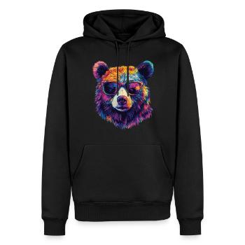 Lunettes de soleil ours - Sweat à capuche Premium bio Homme - noir - Devant - Nico (187cm)