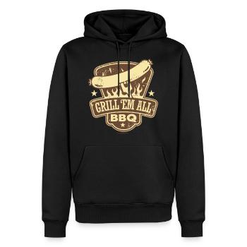BBQ - Du grillst einfach alles - grill em all BBQ - Männer Premium Bio Hoodie - Schwarz - Vorne - Nico (187cm)