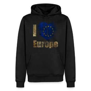 EUROPE J’aime l’Europe - Sweat à capuche Premium bio Homme - noir - Devant - Nico (187cm)