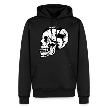 tete de mort profile skull crane 105 w - Sweat à capuche Premium bio Homme - noir - Devant - Nico (187cm)