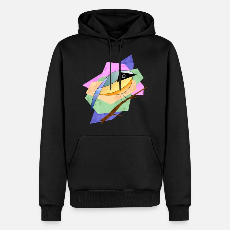 Bunter Vogel - Männer Premium Bio Hoodie - Schwarz