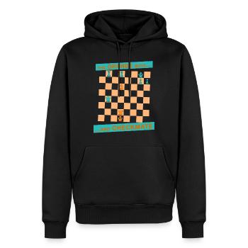 Die ORANGE Bewegung ... und CHECKMATE - Lucena - Männer Premium Bio Hoodie - Schwarz - Vorne - Nico (187cm)