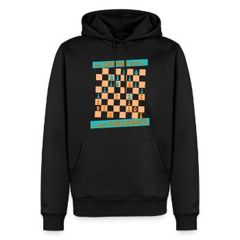 Die ORANGE Bewegung ... und CHECKMATE - Canton - Männer Premium Bio Hoodie - Schwarz - Vorne - Nico (187cm)