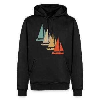Voilier de voilier rétro style vintage - Sweat à capuche Premium bio Homme - noir - Devant - Nico (187cm)