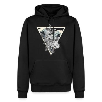 Koi Fisch Dreieck Japan Wasser Welle Geschenk - Männer Premium Bio Hoodie - Schwarz - Vorne - Nico (187cm)