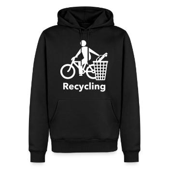 ReCycling - Männer Premium Bio Hoodie - Schwarz - Vorne - Nico (187cm)