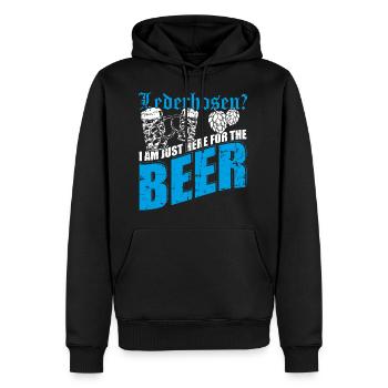 Des pantalons en cuir ? Je suis là pour la bière. - Sweat à capuche Premium bio Homme - noir - Devant - Nico (187cm)