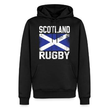 Maillot de rugby rétro en Ecosse - Sweat à capuche Premium bio Homme - noir - Devant - Nico (187cm)