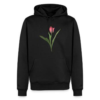tulipe tulipe fleurs roses fleur tulipe bel amour - Sweat à capuche Premium bio Homme - noir - Devant - Nico (187cm)