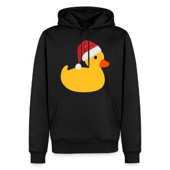 Canard Squeak avec le chapeau du père Noël - Sweat à capuche Premium bio Homme - noir - Devant - Nico (187cm)