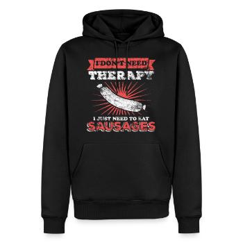 Saucisses viande - Sweat à capuche Premium bio Homme - noir - Devant - Nico (187cm)