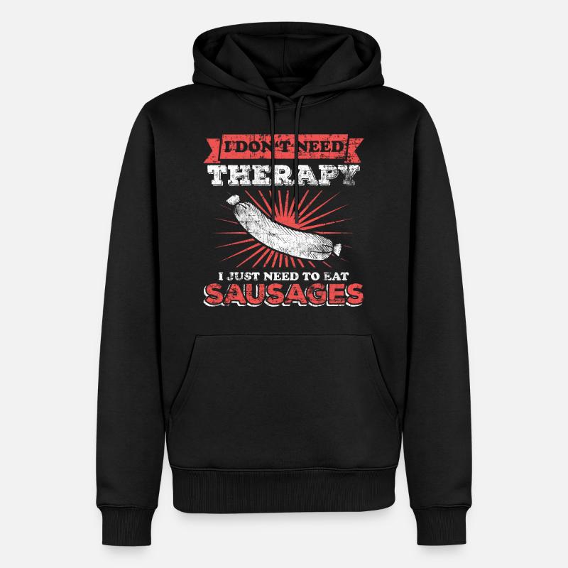 Würstchen Wurst Fleisch - Männer Premium Bio Hoodie - Schwarz