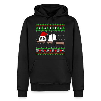 Süßer fauler Panda Bär Ugly Sweater Geschenk X-mas - Männer Premium Bio Hoodie - Schwarz - Vorne - Nico (187cm)