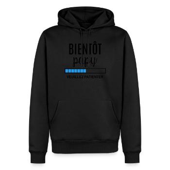 Bientôt papy - Sweat à capuche Premium bio Homme - noir - Devant - Nico (187cm)