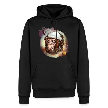 Spacemonkey smoking - Männer Premium Bio Hoodie - Schwarz - Vorne - Nico (187cm)