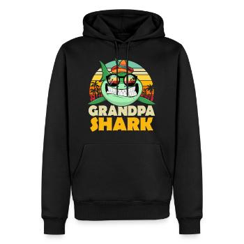 Grandpa Shark T-shirt for Father's Day / Birthday - Sweat à capuche Premium bio Homme - noir - Devant - Nico (187cm)
