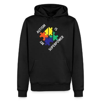 Autism is my Superpower - Puzzle - Spruch - Männer Premium Bio Hoodie - Schwarz - Vorne - Nico (187cm)