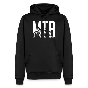 Mountainbike fahren MTB - Männer Premium Bio Hoodie - Schwarz - Vorne - Nico (187cm)
