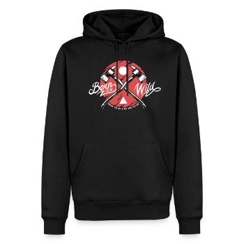 Né pour être sauvage - Sweat à capuche Premium bio Homme - noir - Devant - Nico (187cm)