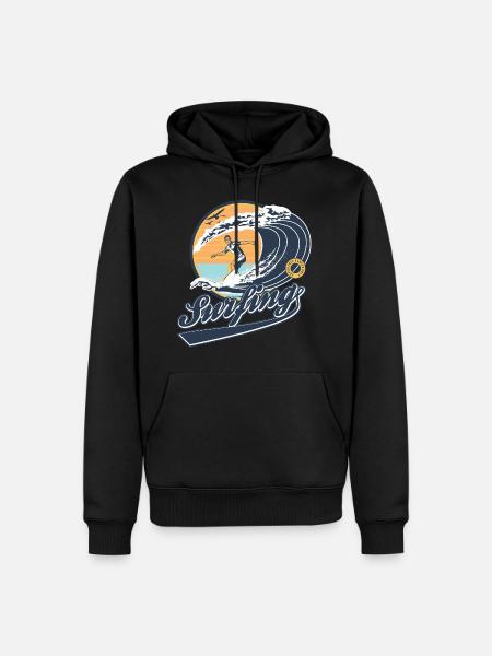 Surfing - Männer Premium Bio Hoodie - Schwarz