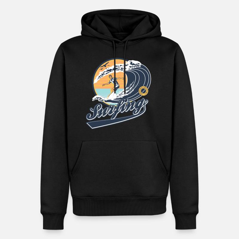 surf - Sweat à capuche Premium bio Homme - noir