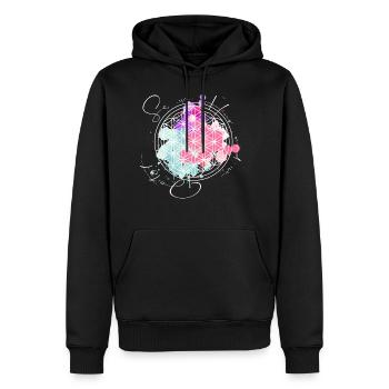 Flower of life is white in the here and now - Men’s Premium Organic Hoodie - black - Front - Nico (187cm)