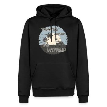 Travel around the World - Männer Premium Bio Hoodie - Schwarz - Vorne - Nico (187cm)