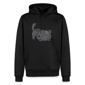 Chat mignon chaton mignon - Sweat à capuche Premium bio Homme - noir - Devant - Nico (187cm)