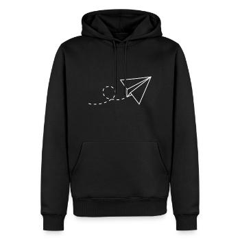 avion en papier - Sweat à capuche Premium bio Homme - noir - Devant - Nico (187cm)
