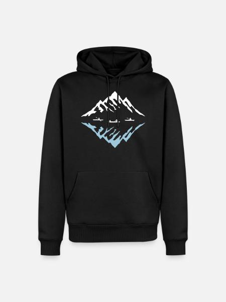 Canoe & Mountains, Reflection - Men’s Premium Organic Hoodie - black