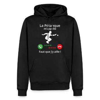 Die Boccia ruft mich an. - Männer Premium Bio Hoodie - Schwarz - Vorne - Nico (187cm)