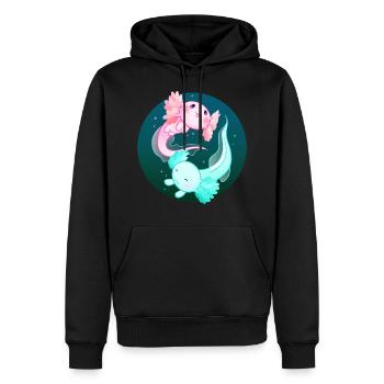 Axolotl Yin Yang - Sweat à capuche Premium bio Homme - noir - Devant - Nico (187cm)