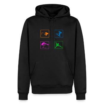 100% customizable 4-color freestyle - Men’s Premium Organic Hoodie - black - Front - Nico (187cm)