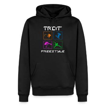Freestyle 4 couleurs 100% personnalisable - Sweat à capuche Premium bio Homme - noir - Devant - Nico (187cm)
