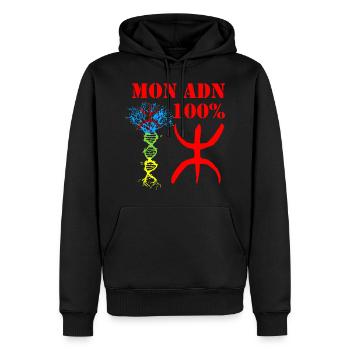 Meine 100% Amazigh DNA - Männer Premium Bio Hoodie - Schwarz - Vorne - Nico (187cm)