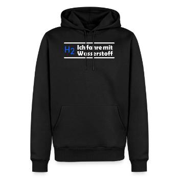 Ich fahre mit Wasserstoff Energiewende Klim - Männer Premium Bio Hoodie - Schwarz - Vorne - Nico (187cm)