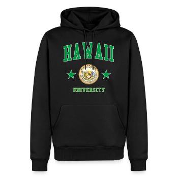 Hawaii University - Männer Premium Bio Hoodie - Schwarz - Vorne - Nico (187cm)