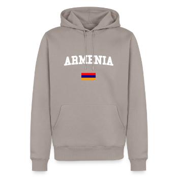 ARMENIE - Sweat à capuche Premium bio Homme - taupe - Devant - Nico (187cm)